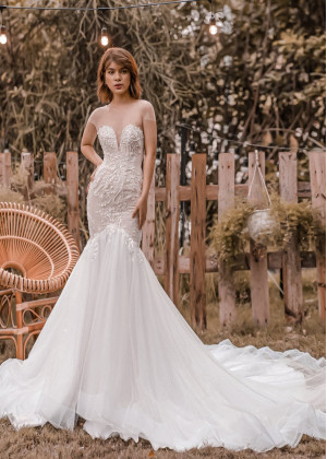 Cap Sleeve Ivory Beaded Lace Tulle Wedding Dress With Nude Lining